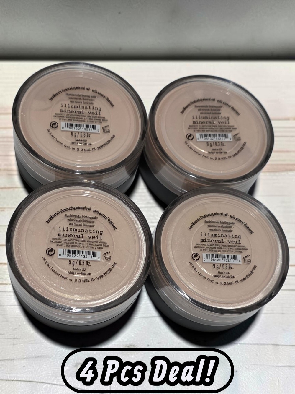 Lot Of 4 Bareminerals Illuminating Mineral Veil 9g (Finishing Powder)